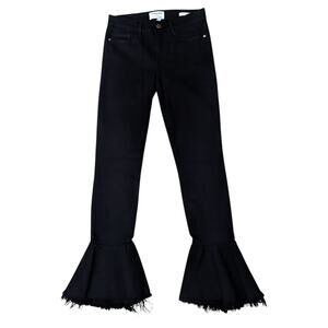 frame le skinny de jeanne flounce jeans in film noir